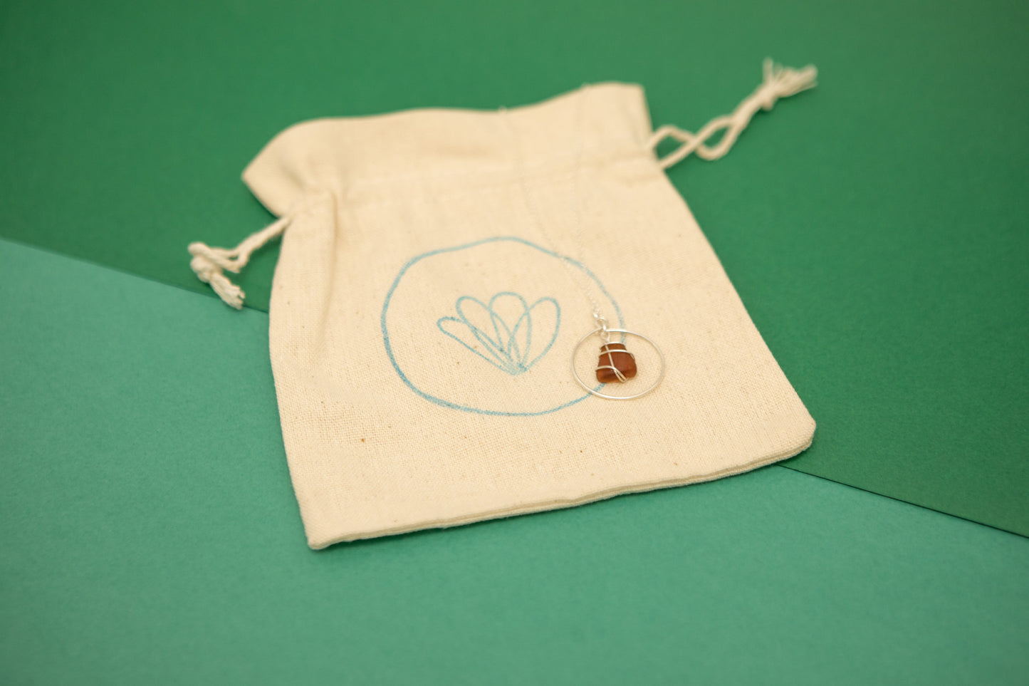 Jennie Hoop Necklace in Silver & Amber
