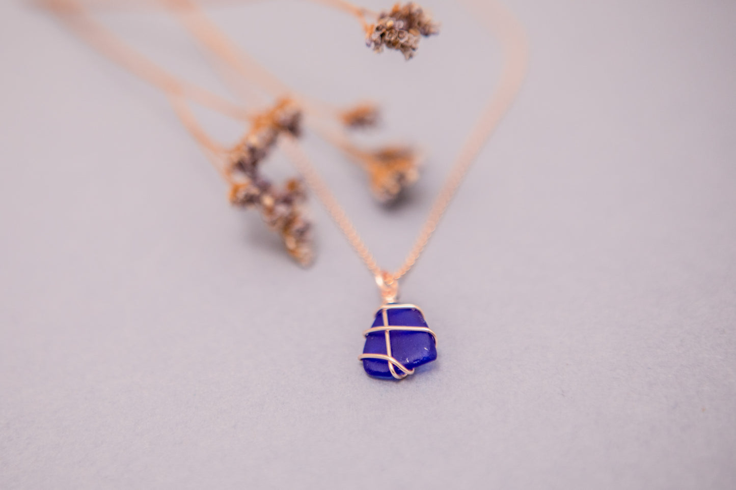 Classic Rose Gold Necklace - Cobalt Blue