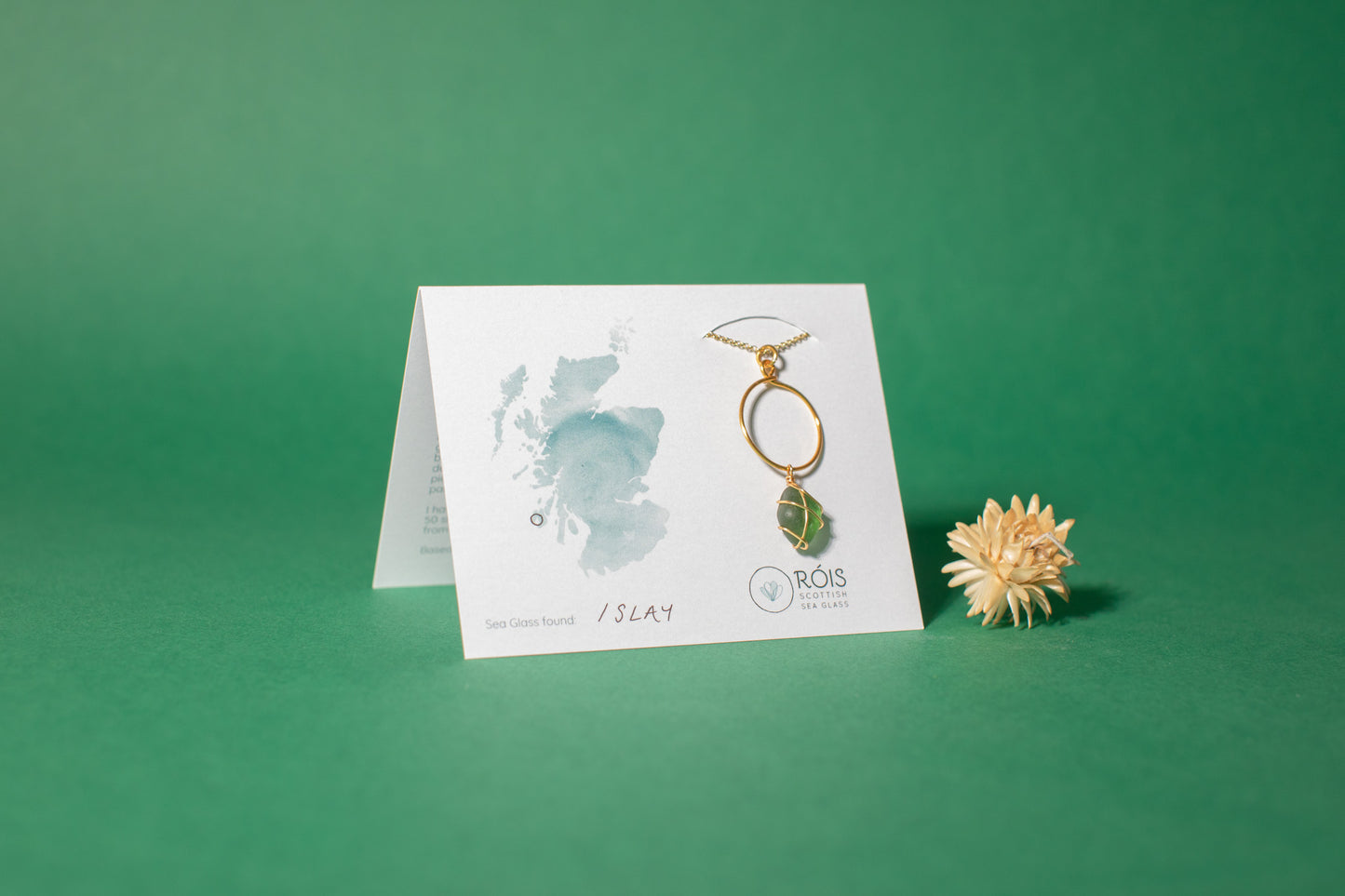 Lillie Hoop Necklace in Gold & Dark Green