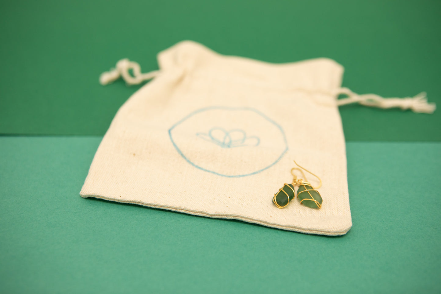 Classic gold earrings - Dark Green
