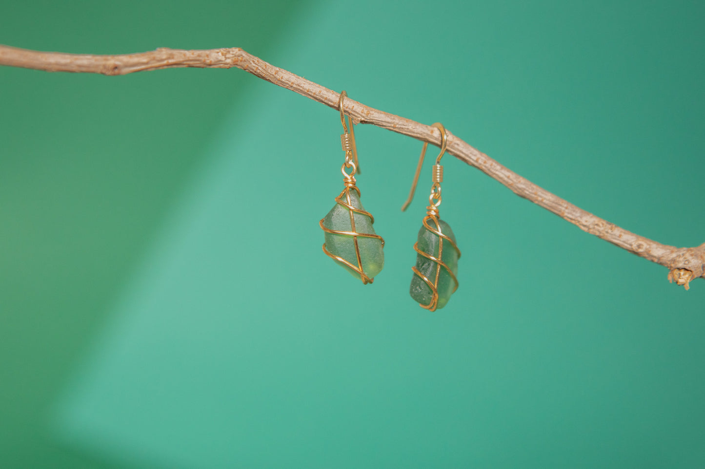 Classic gold earrings - Dark Green