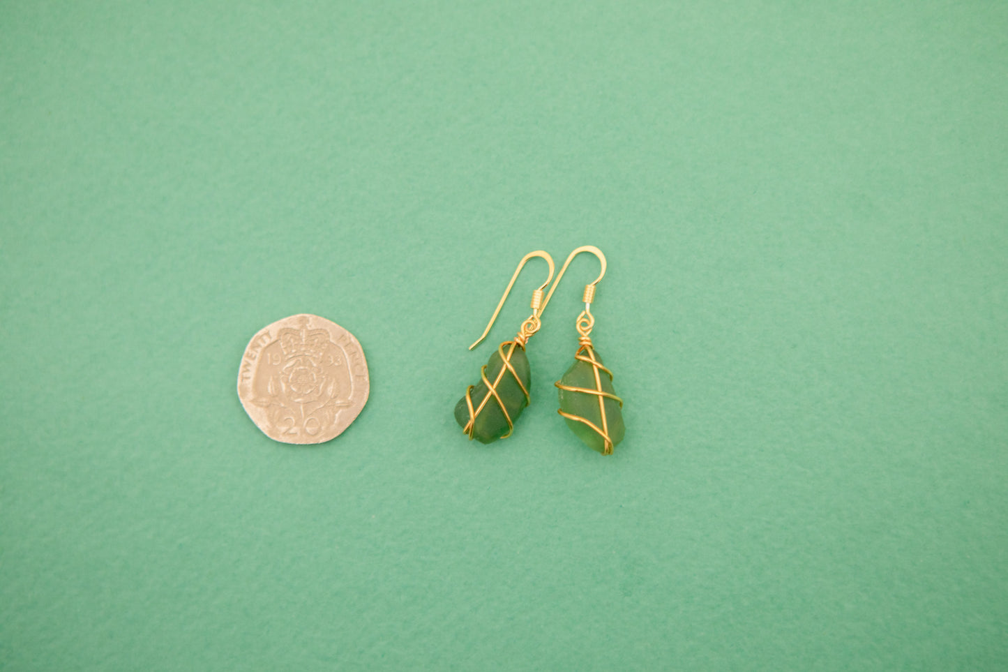 Classic gold earrings - Dark Green