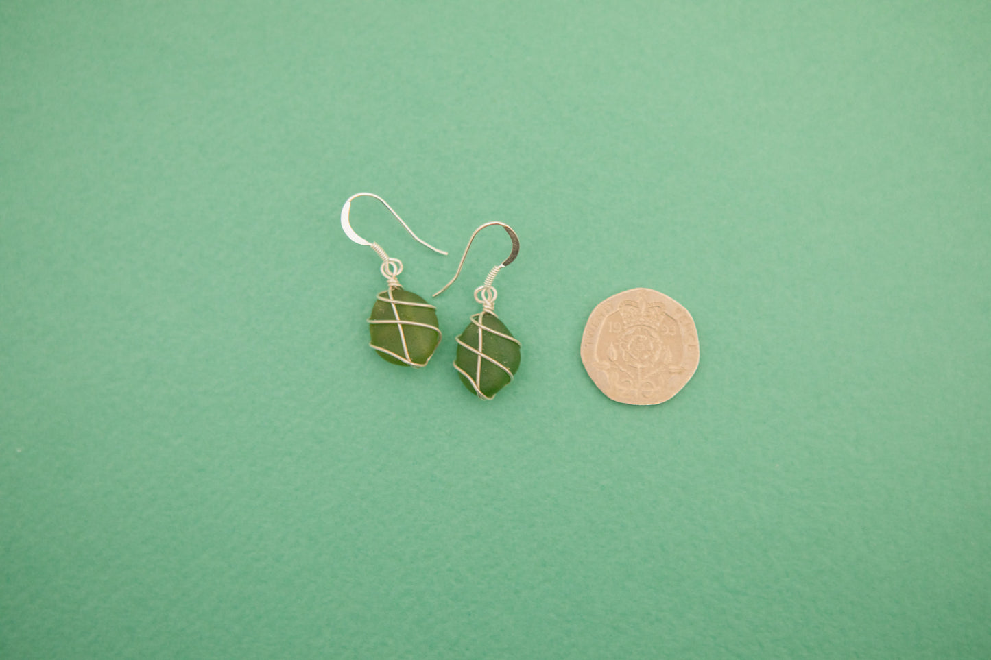 Classic silver earrings - Dark Green