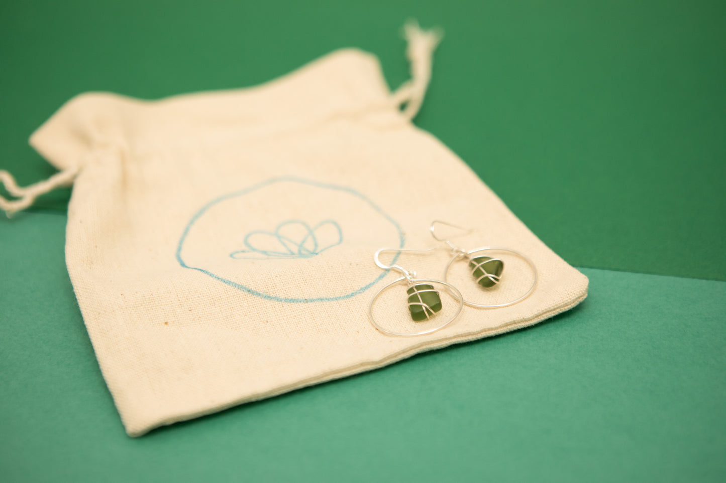 Jennie Hoops in Silver & Dark Green