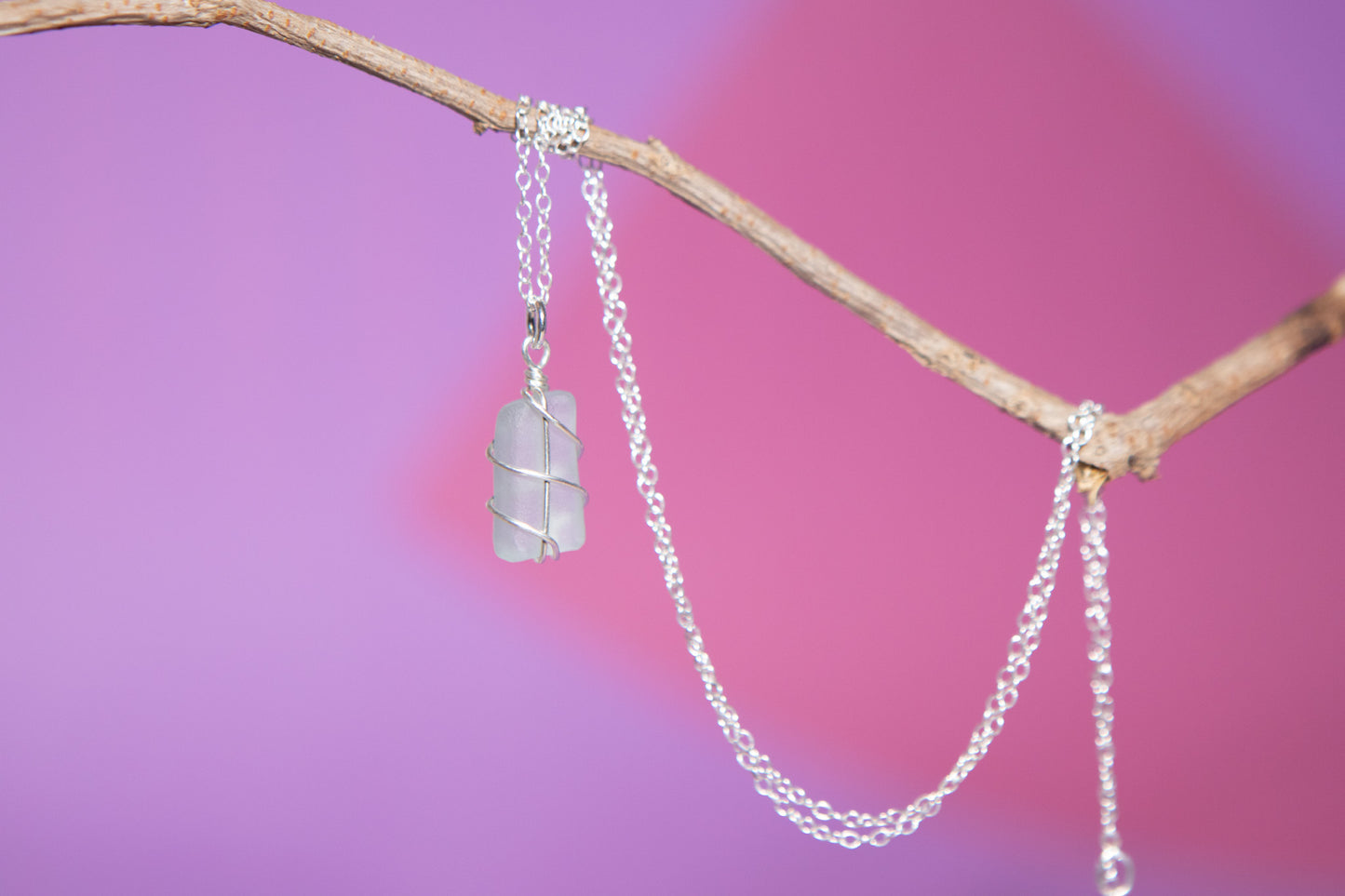 Classic Silver Necklace - Light Blue