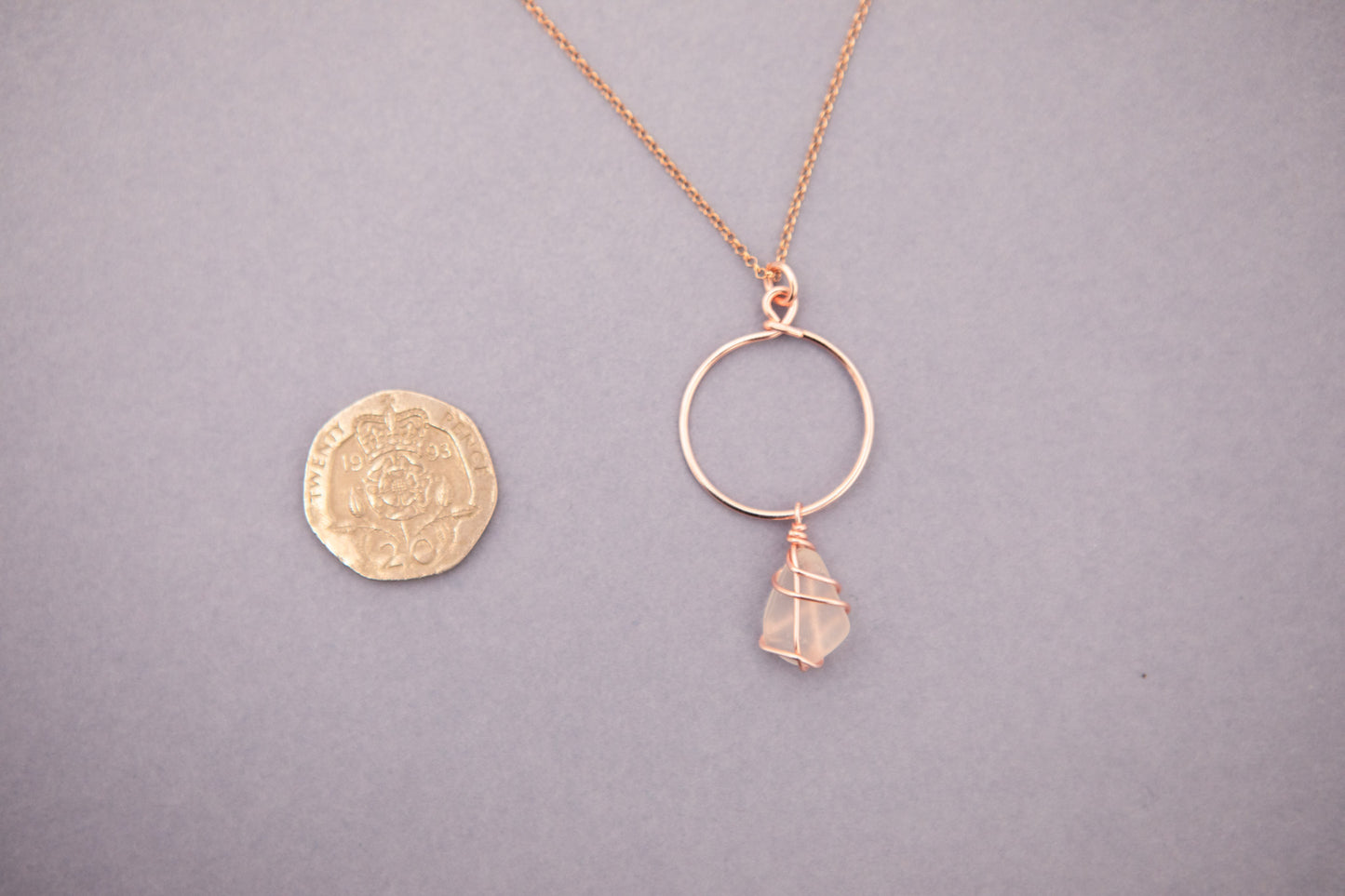 Lillie Hoop Necklace in Rose Gold & Frosted White