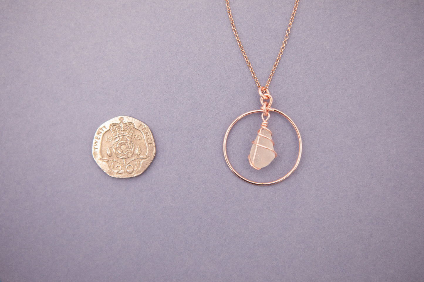 Jennie Hoop Necklace in Rose Gold & Frosted White