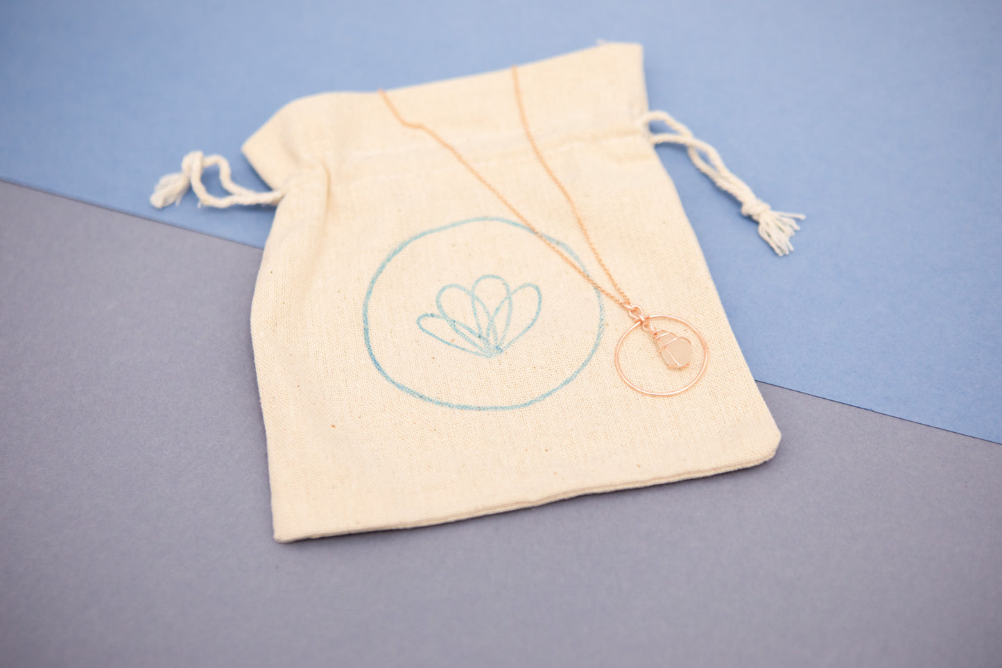 Jennie Hoop Necklace in Rose Gold & Frosted White