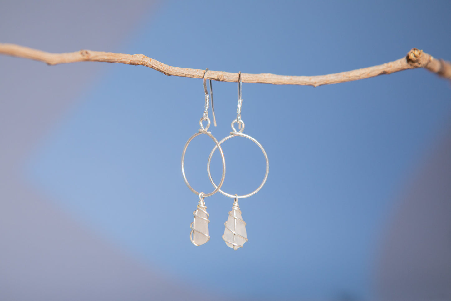 Lillie Hoops in Silver & White