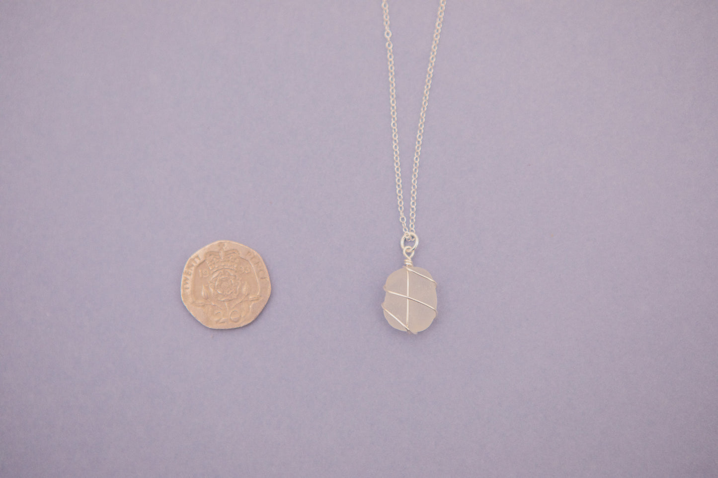 Classic silver necklace - Frosted White