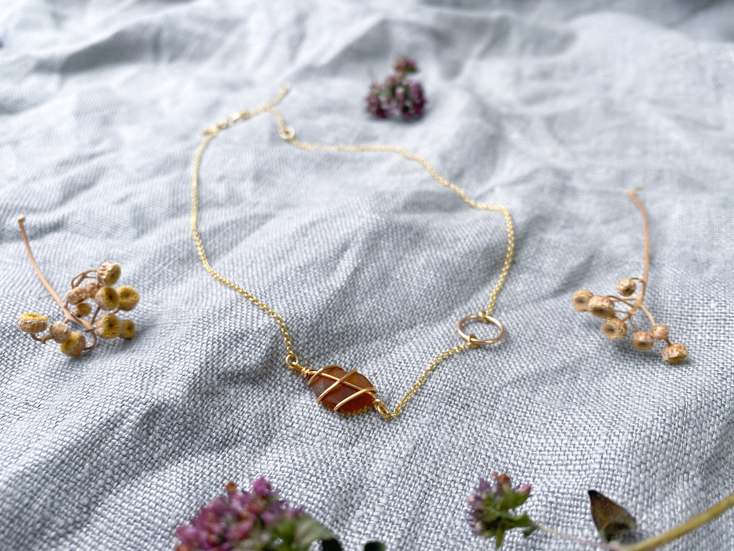 Eilidh Necklace in Gold & Amber