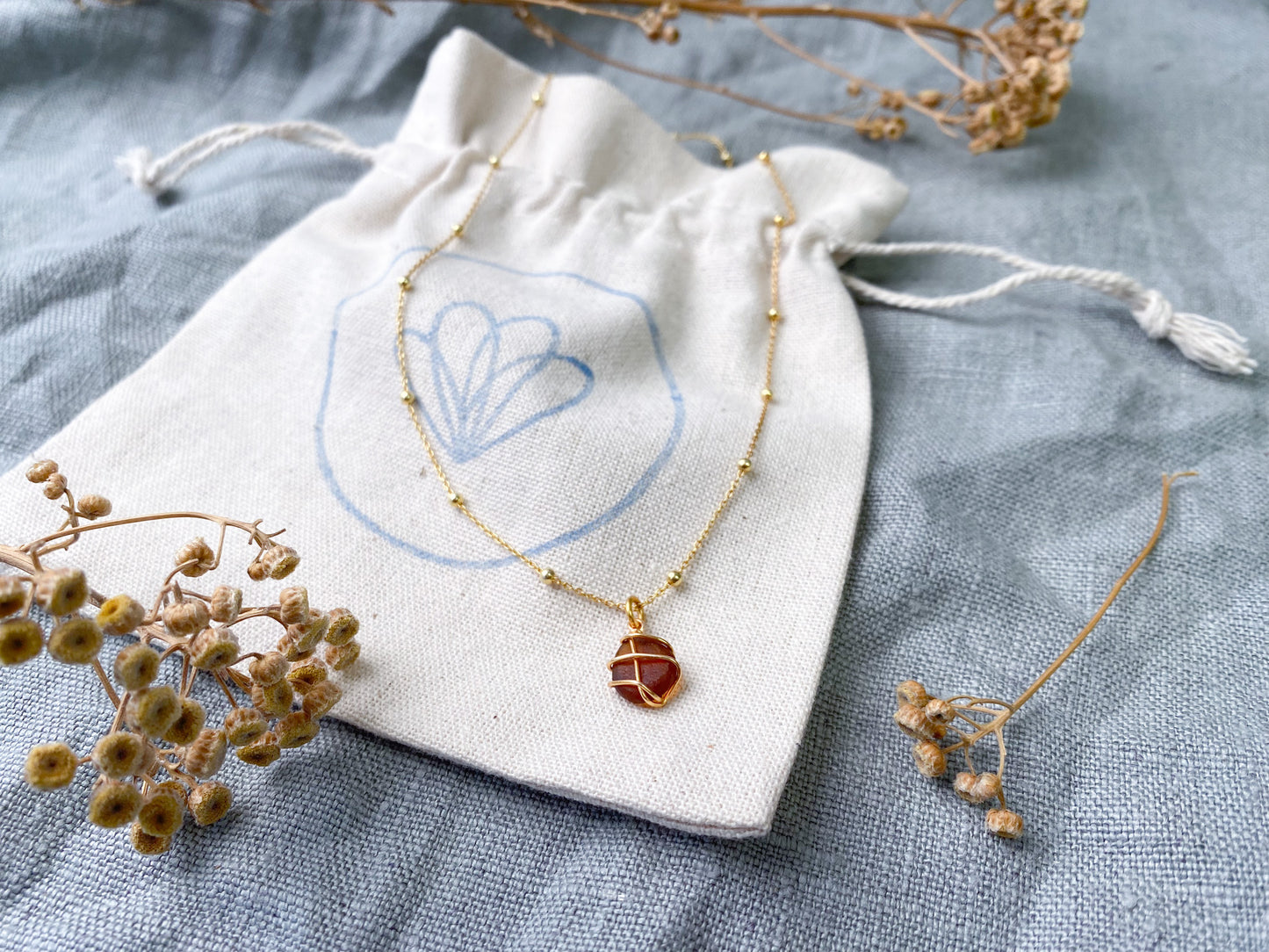 Eleanor Necklace in Gold & Amber