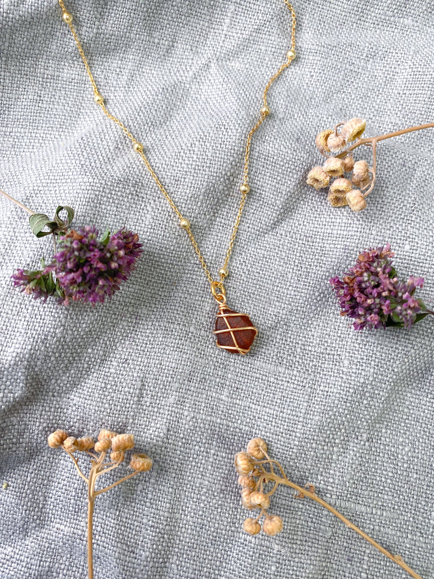 Eleanor Necklace in Gold & Amber