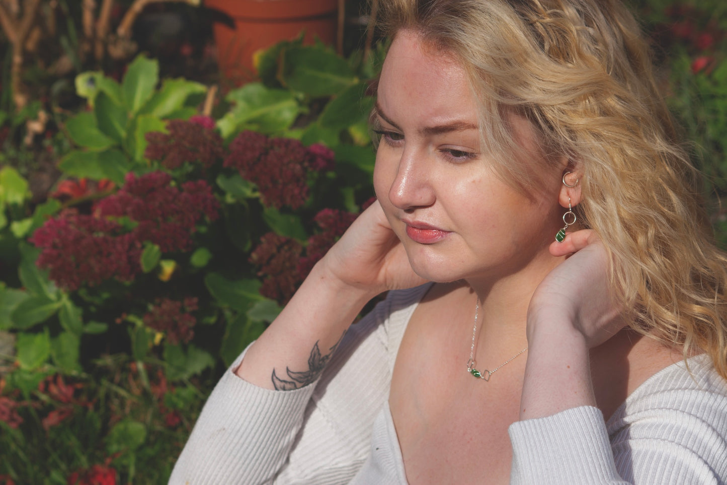 Xanthe Necklace in Sterling Silver & Bright Green