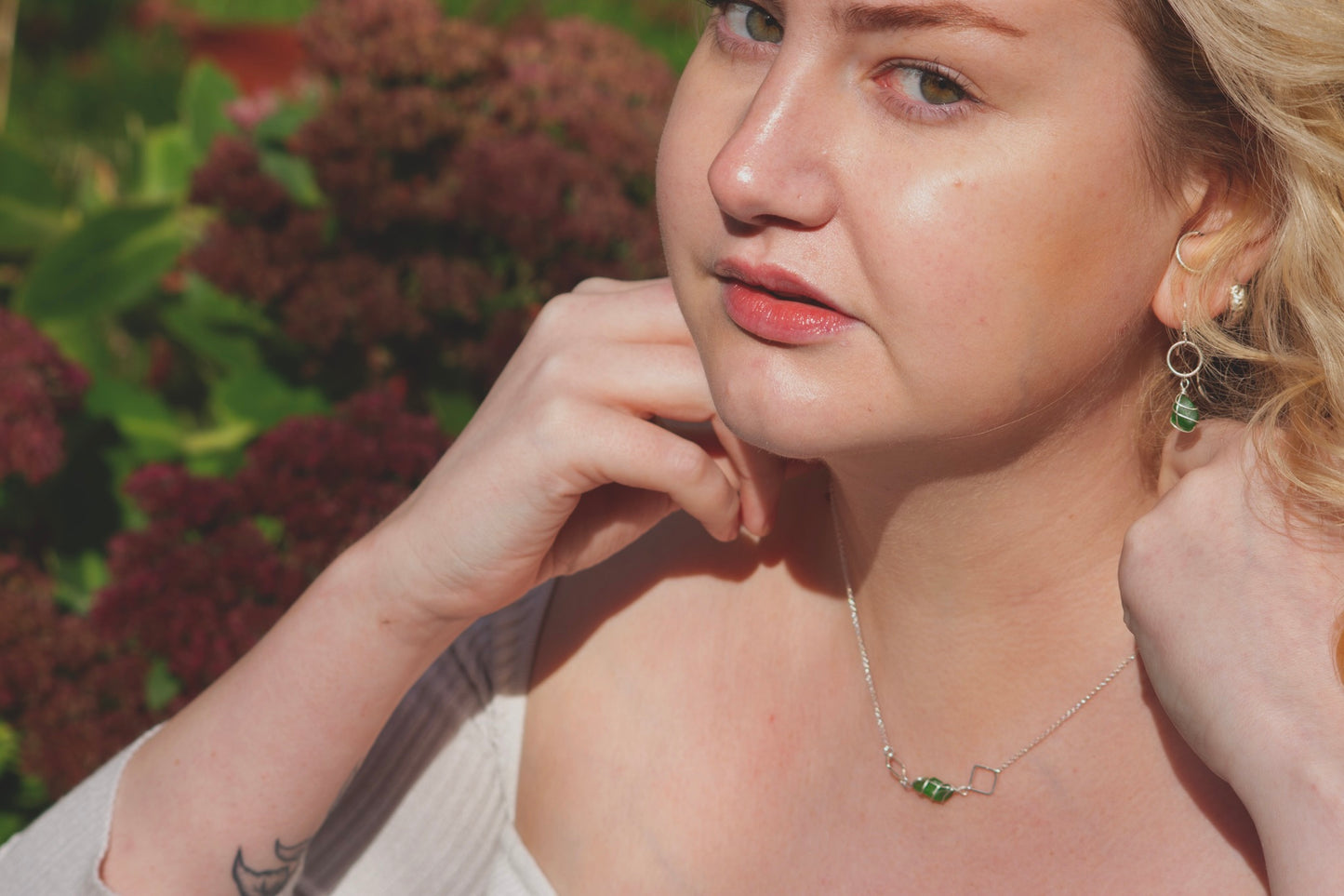 Xanthe Necklace in Sterling Silver & Bright Green