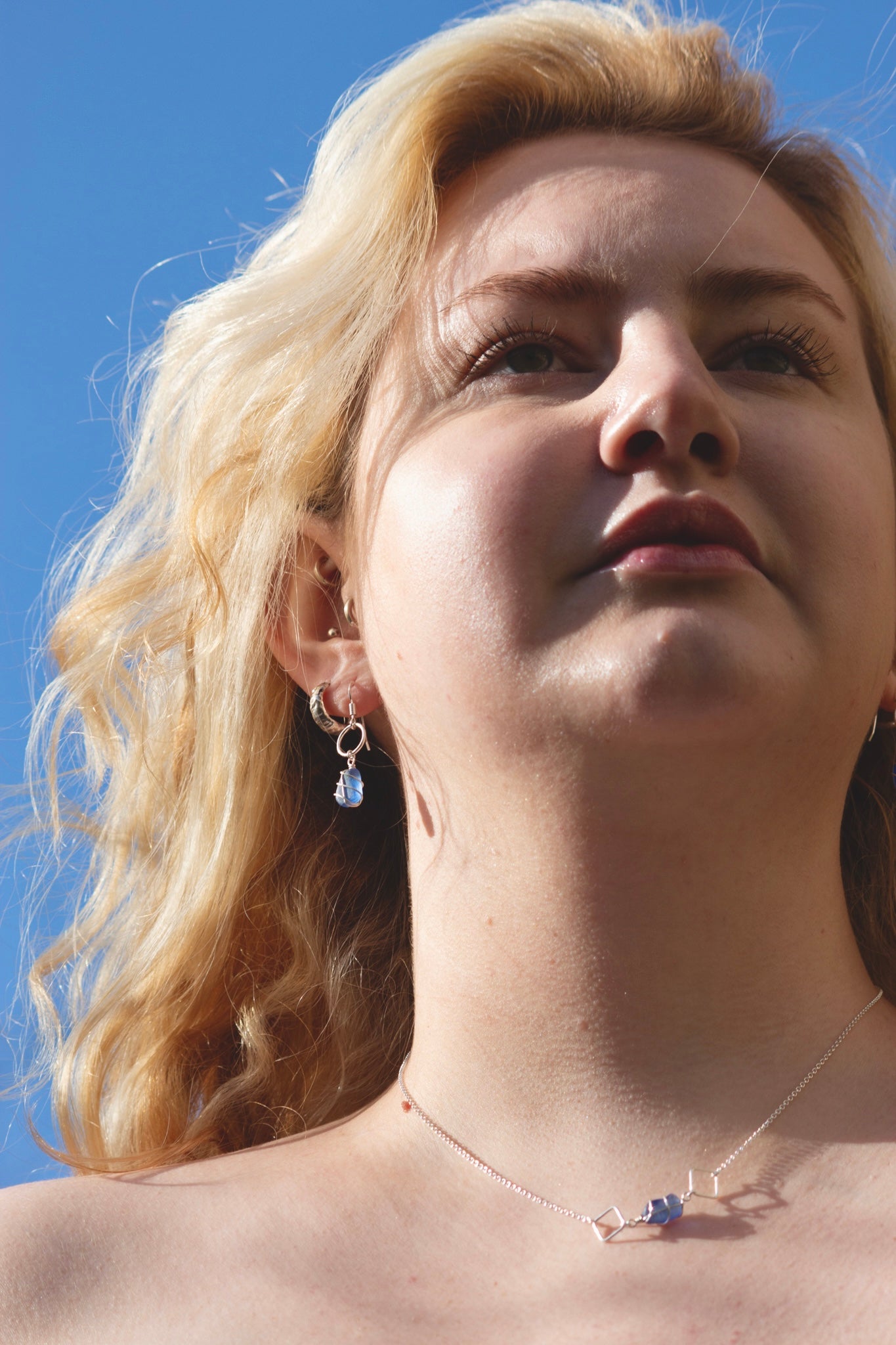 Xanthe Necklace in Sterling Silver & Cornflower Blue