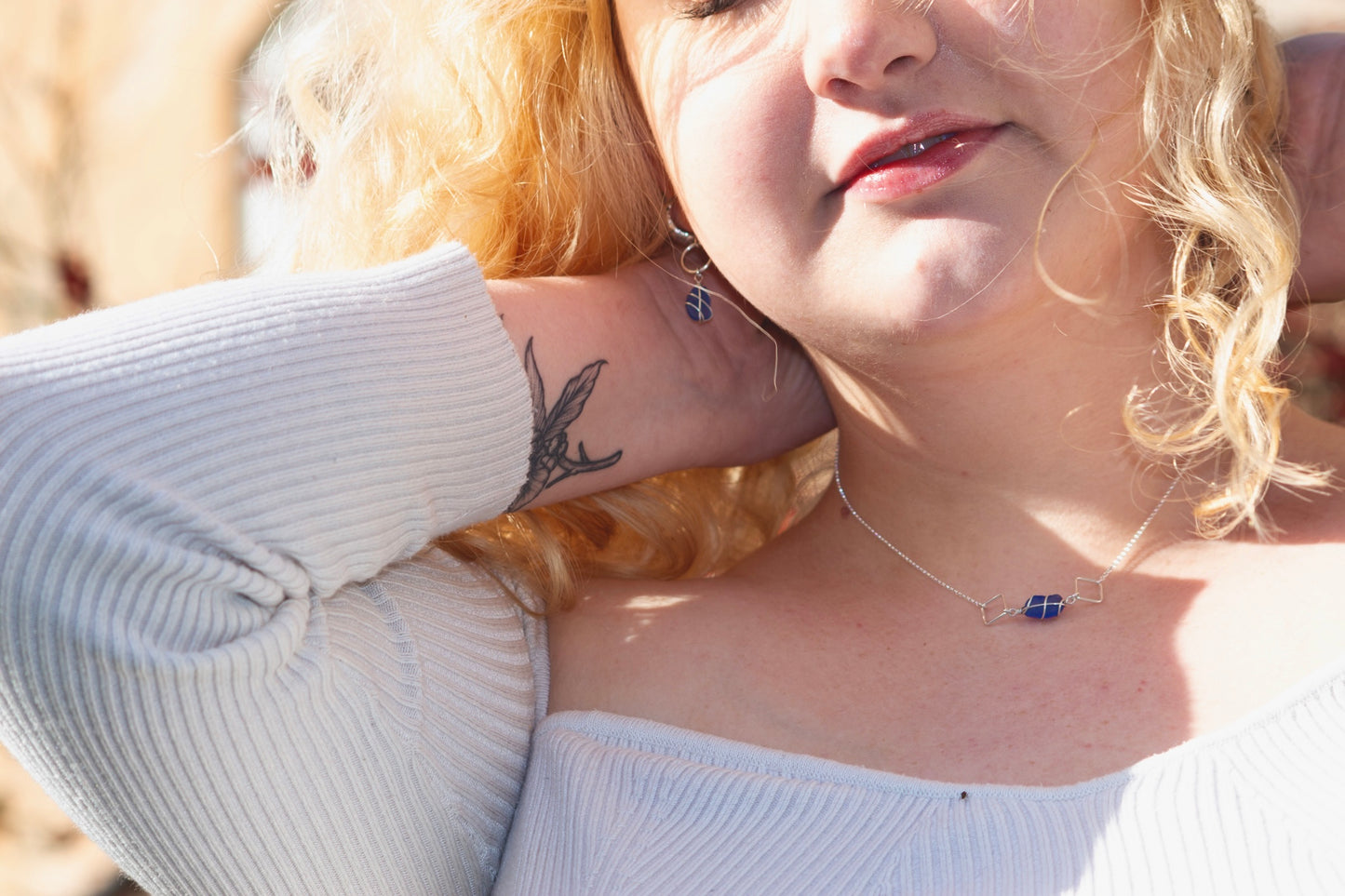 Xanthe Necklace in Sterling Silver & Cornflower Blue