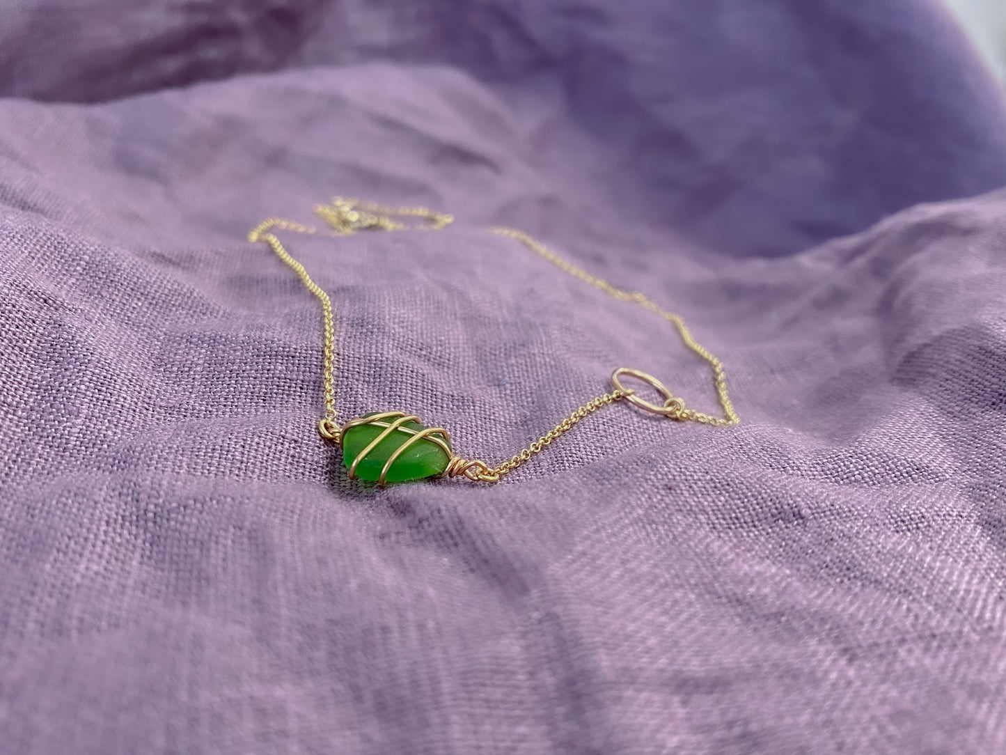 Eilidh Necklace in Gold & Bright Green