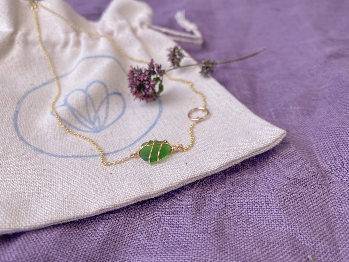 Eilidh Necklace in Gold & Bright Green
