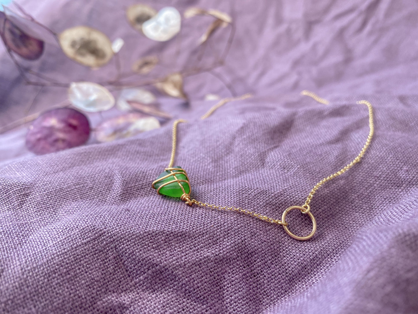 Eilidh Necklace in Gold & Bright Green