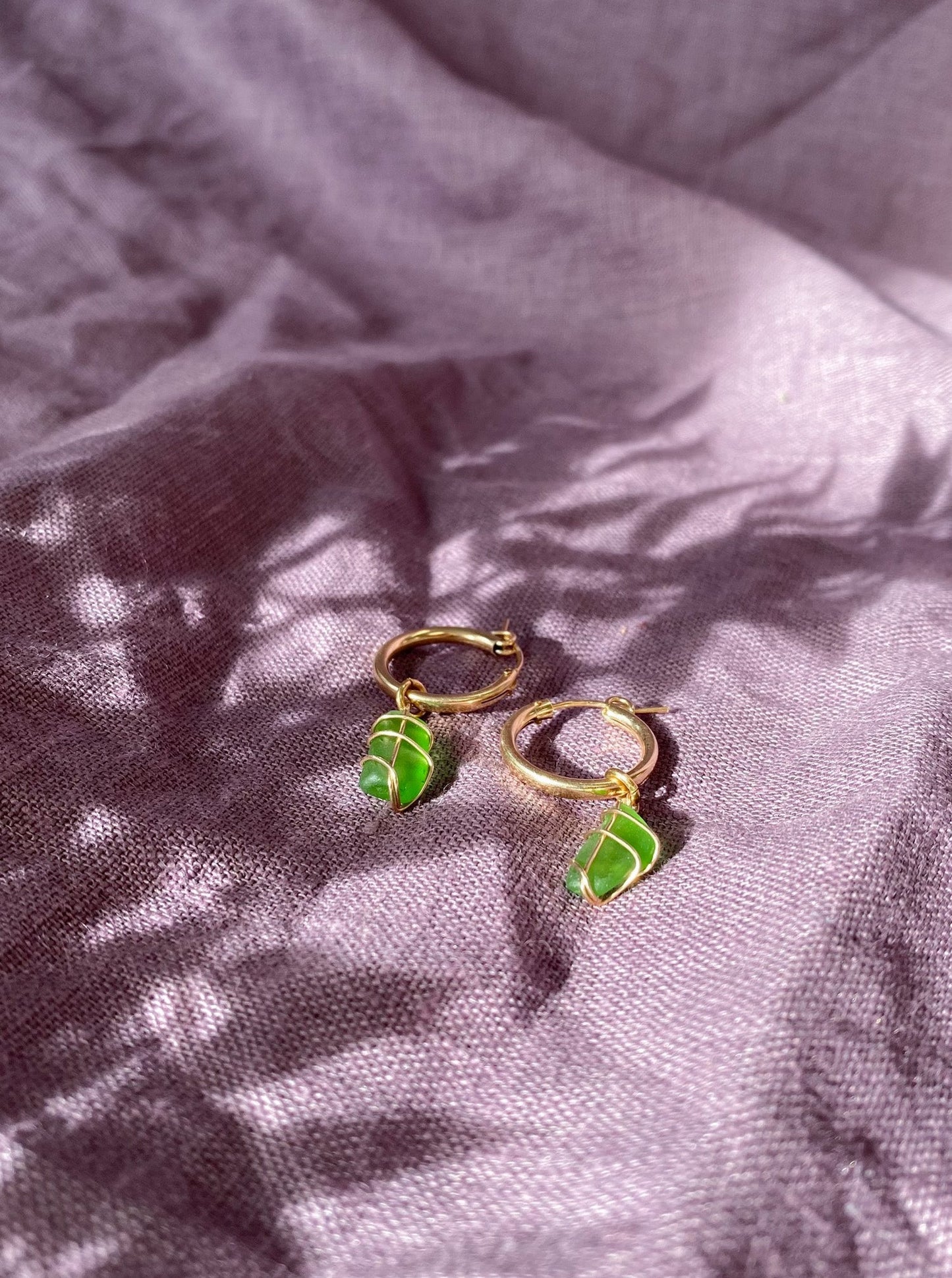 Leone Hoops in Gold Filled & Bright Green