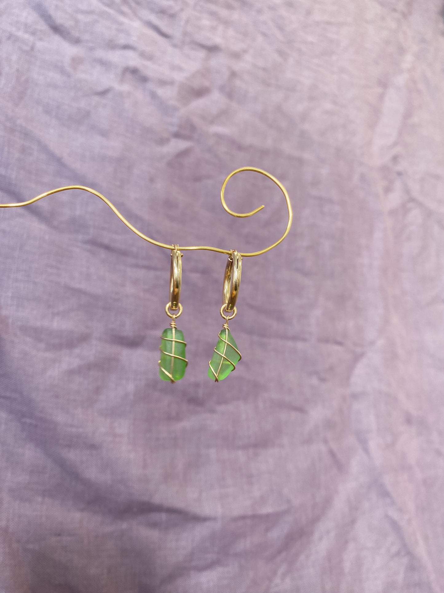 Leone Hoops in Gold Filled & Bright Green