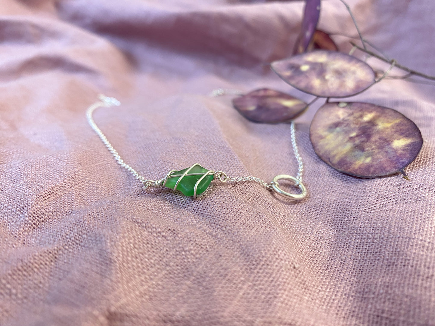 Eilidh Necklace in Silver & Bright Green