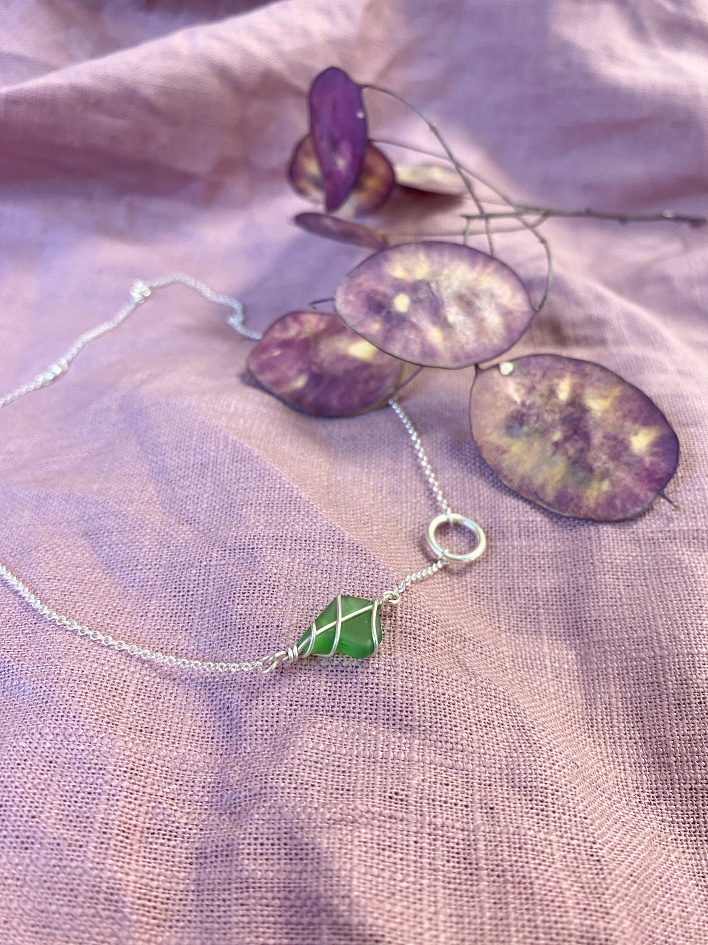 Eilidh Necklace in Silver & Bright Green