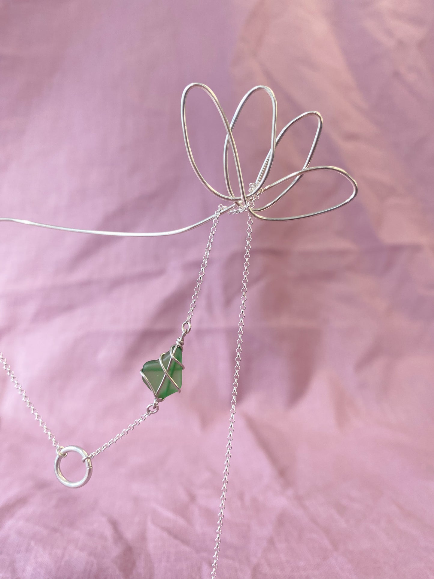 Eilidh Necklace in Silver & Bright Green