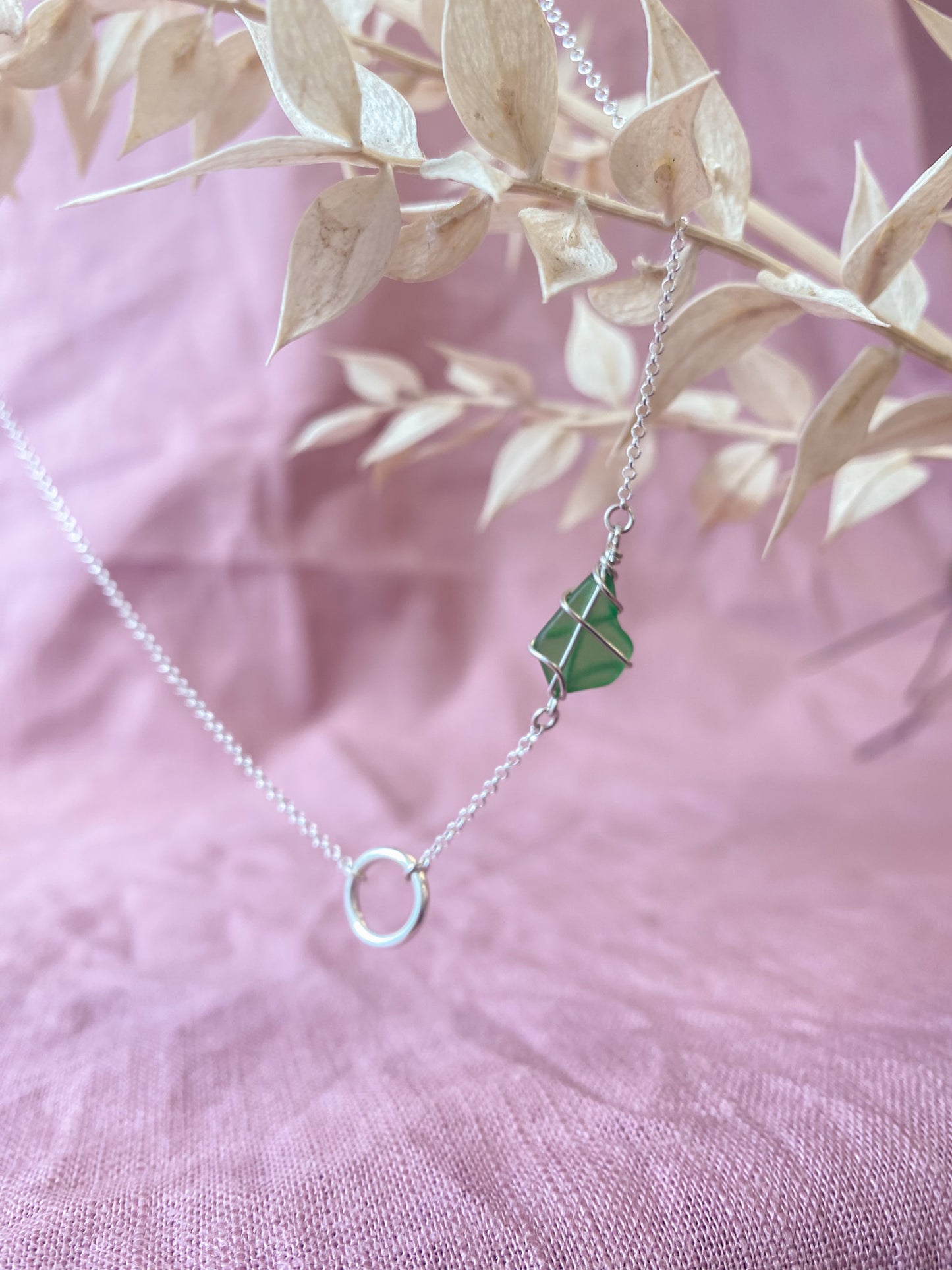 Eilidh Necklace in Silver & Bright Green