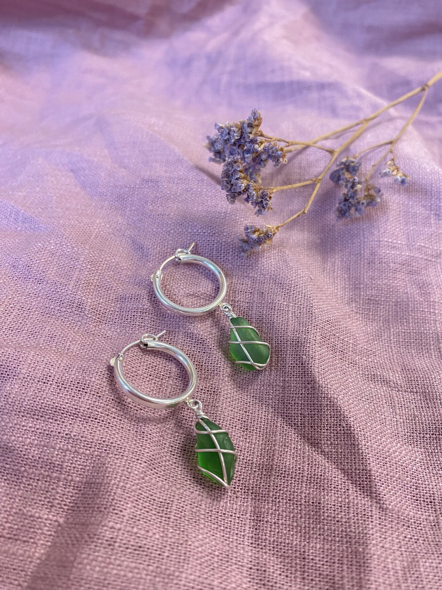 Leone Hoops in Sterling Silver & Bright Green