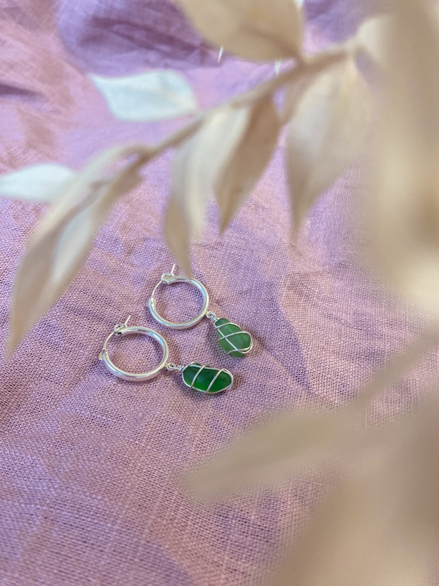 Leone Hoops in Sterling Silver & Bright Green