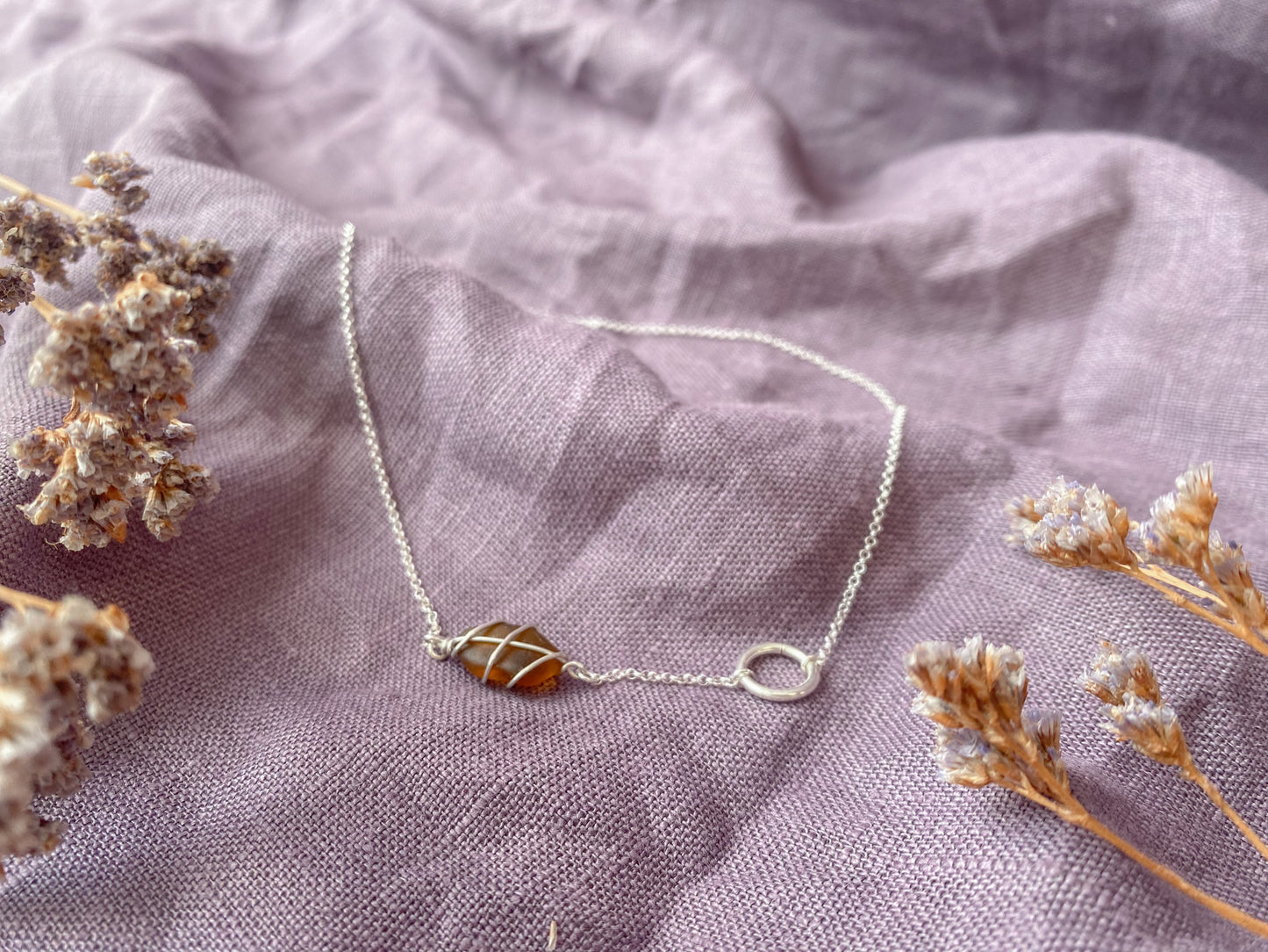 Eilidh Necklace in Silver & Amber