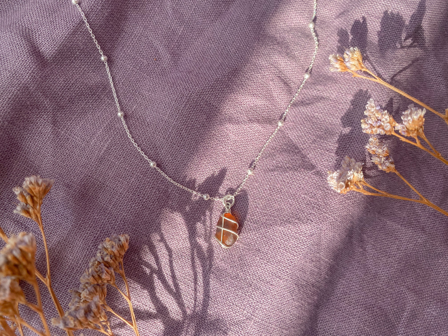Eleanor Necklace in Silver & Amber