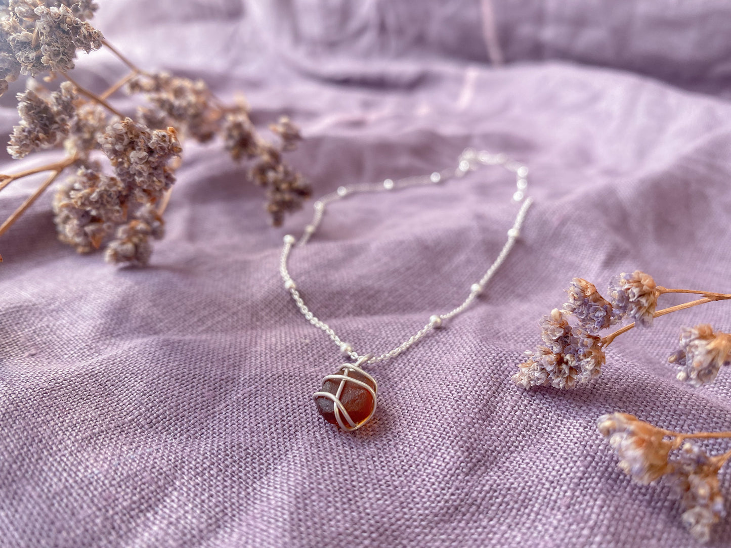 Eleanor Necklace in Silver & Amber