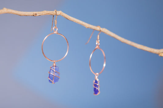 Lillie Hoops in Rose Gold & Cobalt Blue