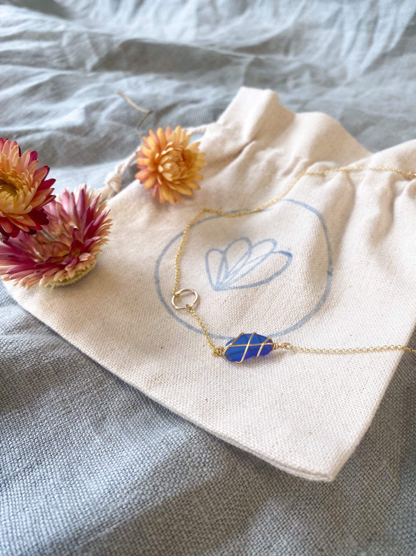 Eilidh Necklace in Gold & Cobalt Blue