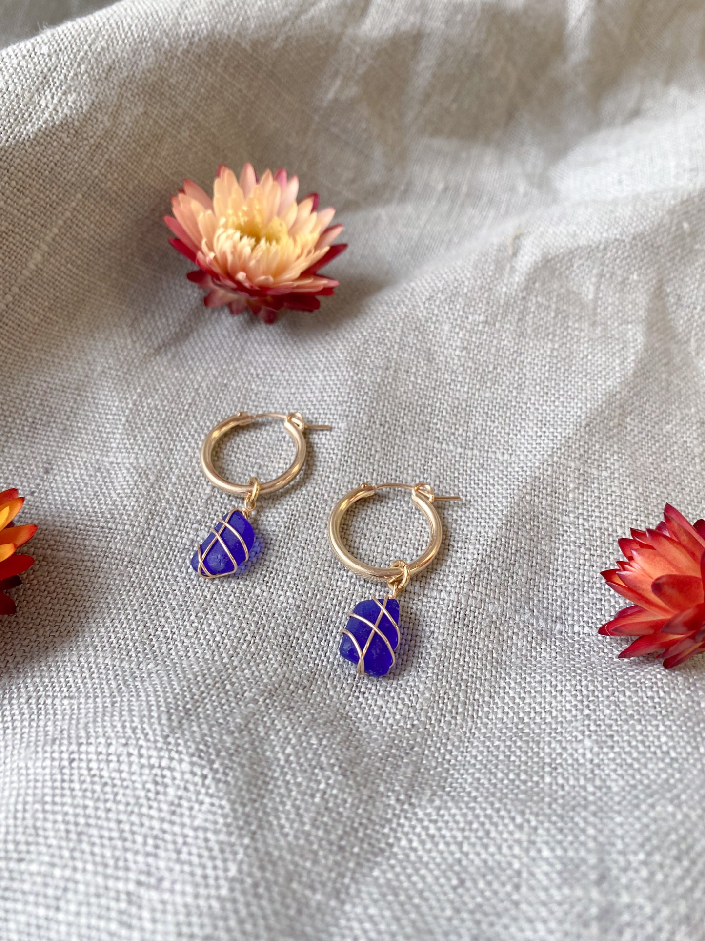 Leone Hoops in Gold Filled & Cobalt Blue