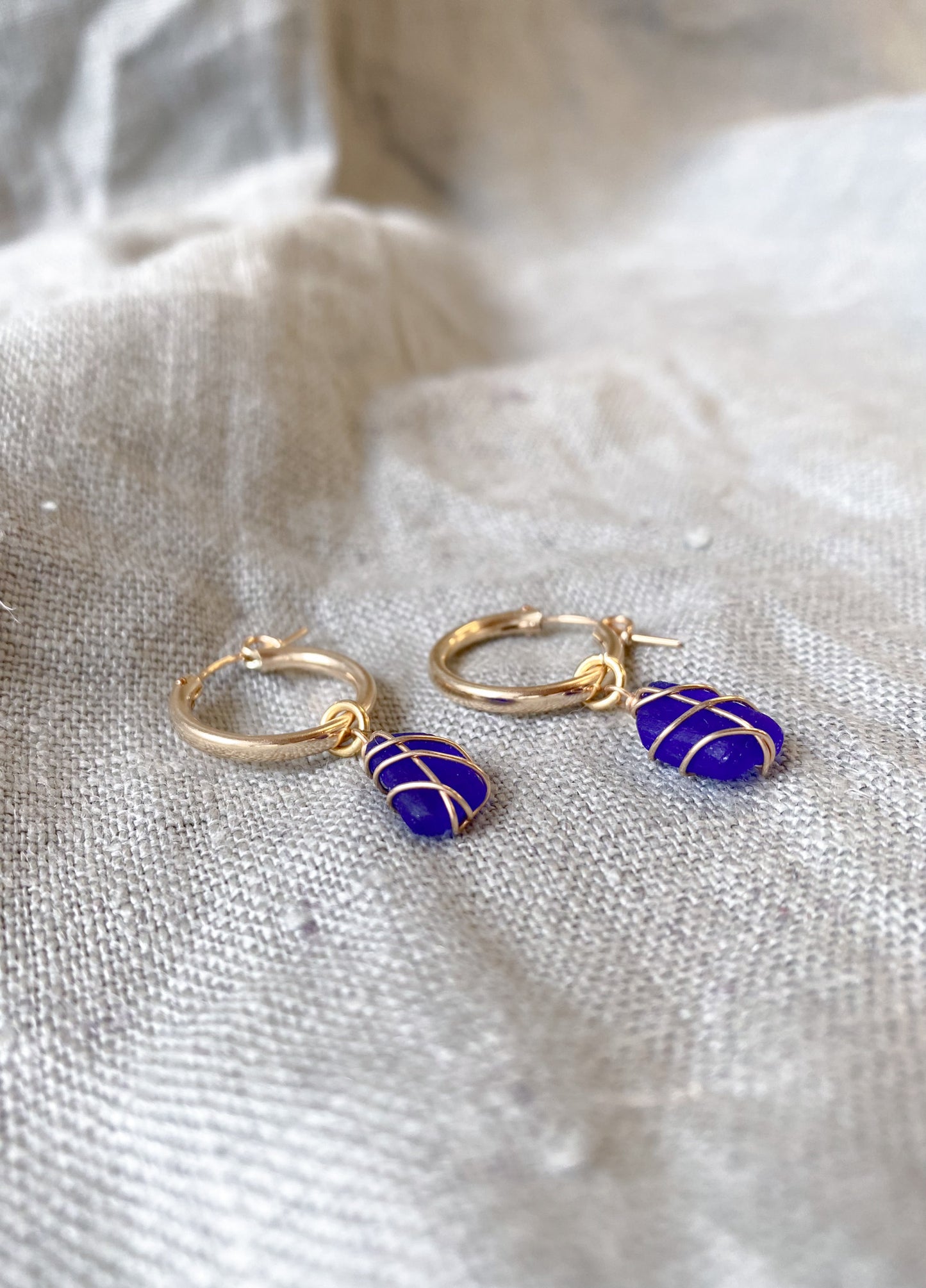 Leone Hoops in Gold Filled & Cobalt Blue