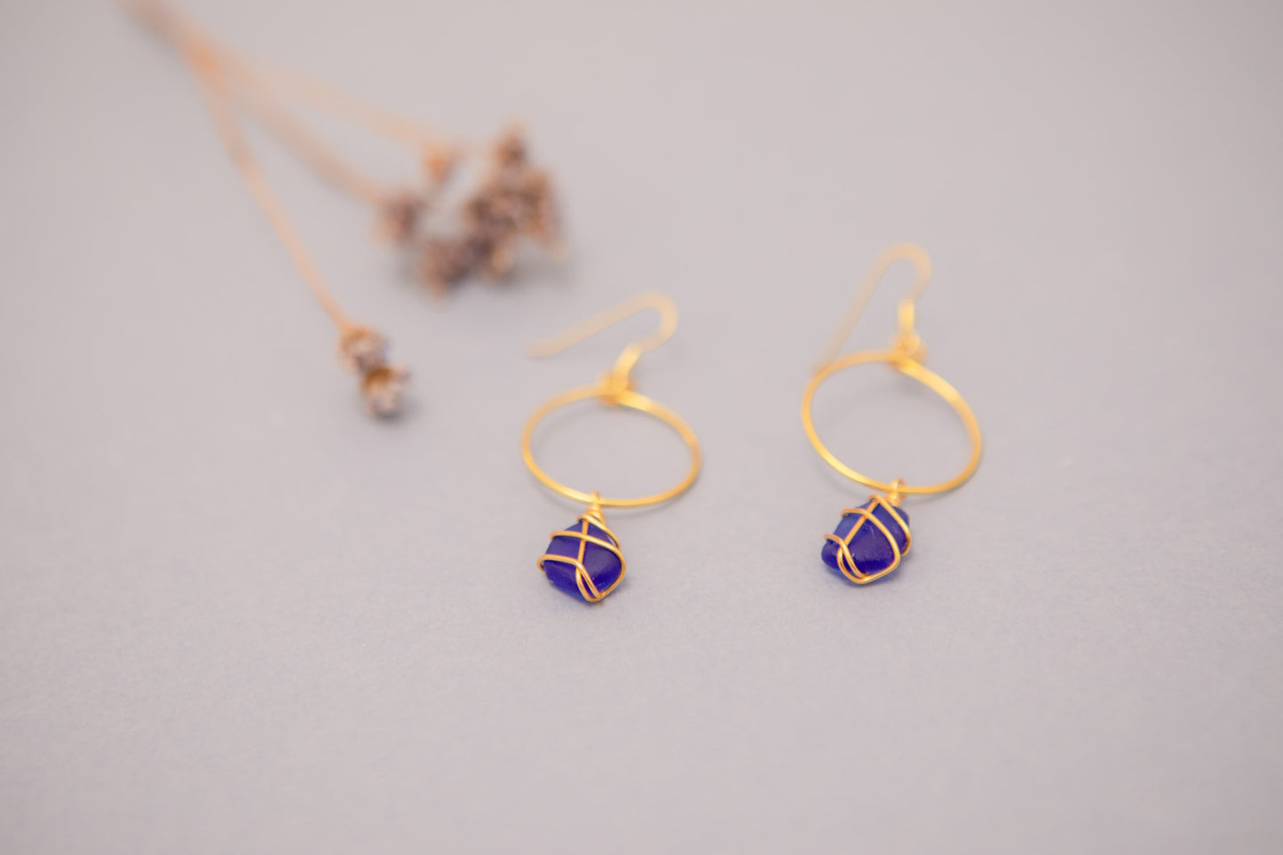 Lillie Hoops in Gold & Cobalt Blue