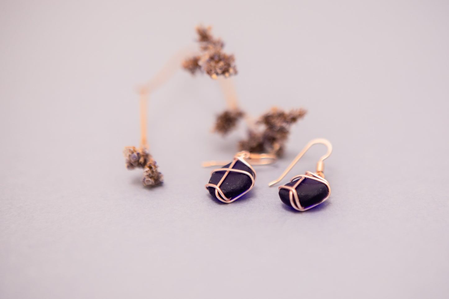 Classic rose gold earrings - Cobalt Blue