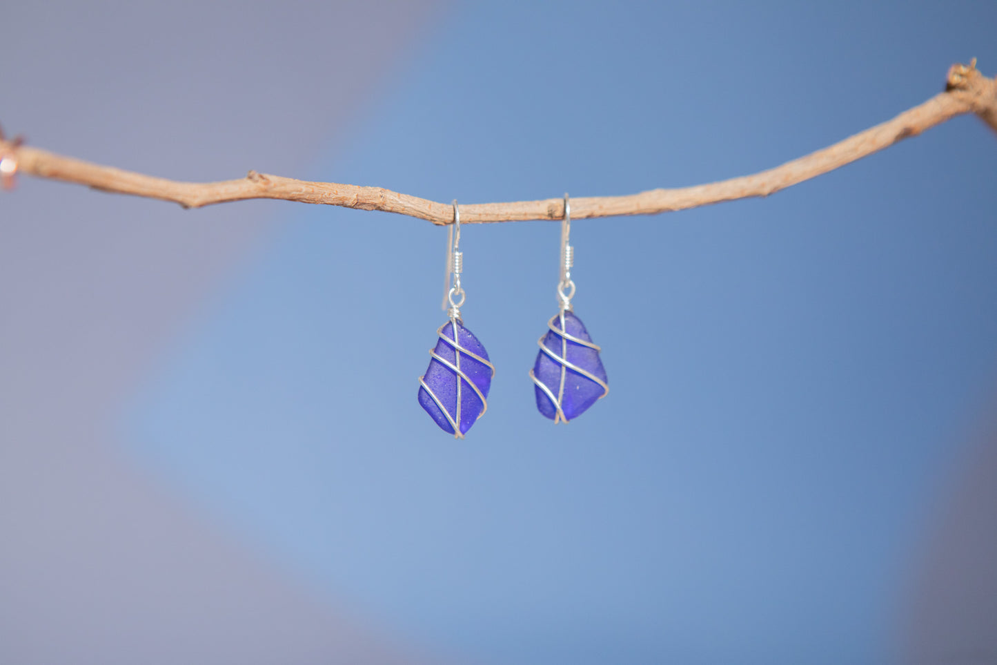 Classic silver earrings - Cobalt blue