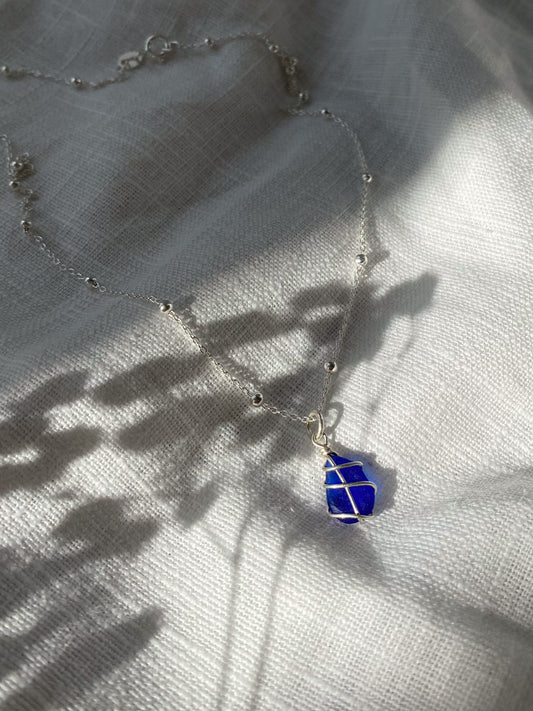 Eleanor Necklace in Silver & Cobalt Blue