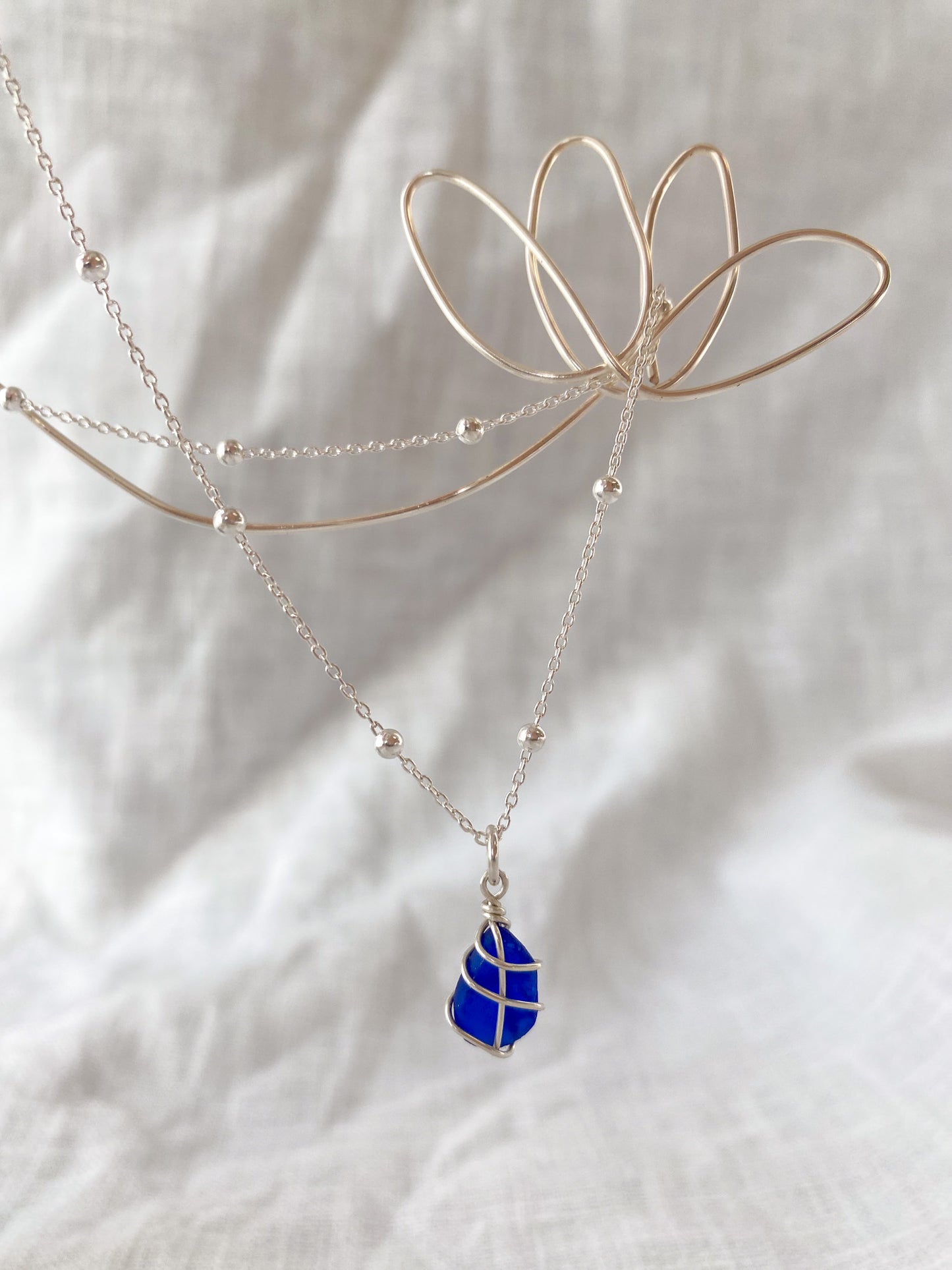 Eleanor Necklace in Silver & Cobalt Blue