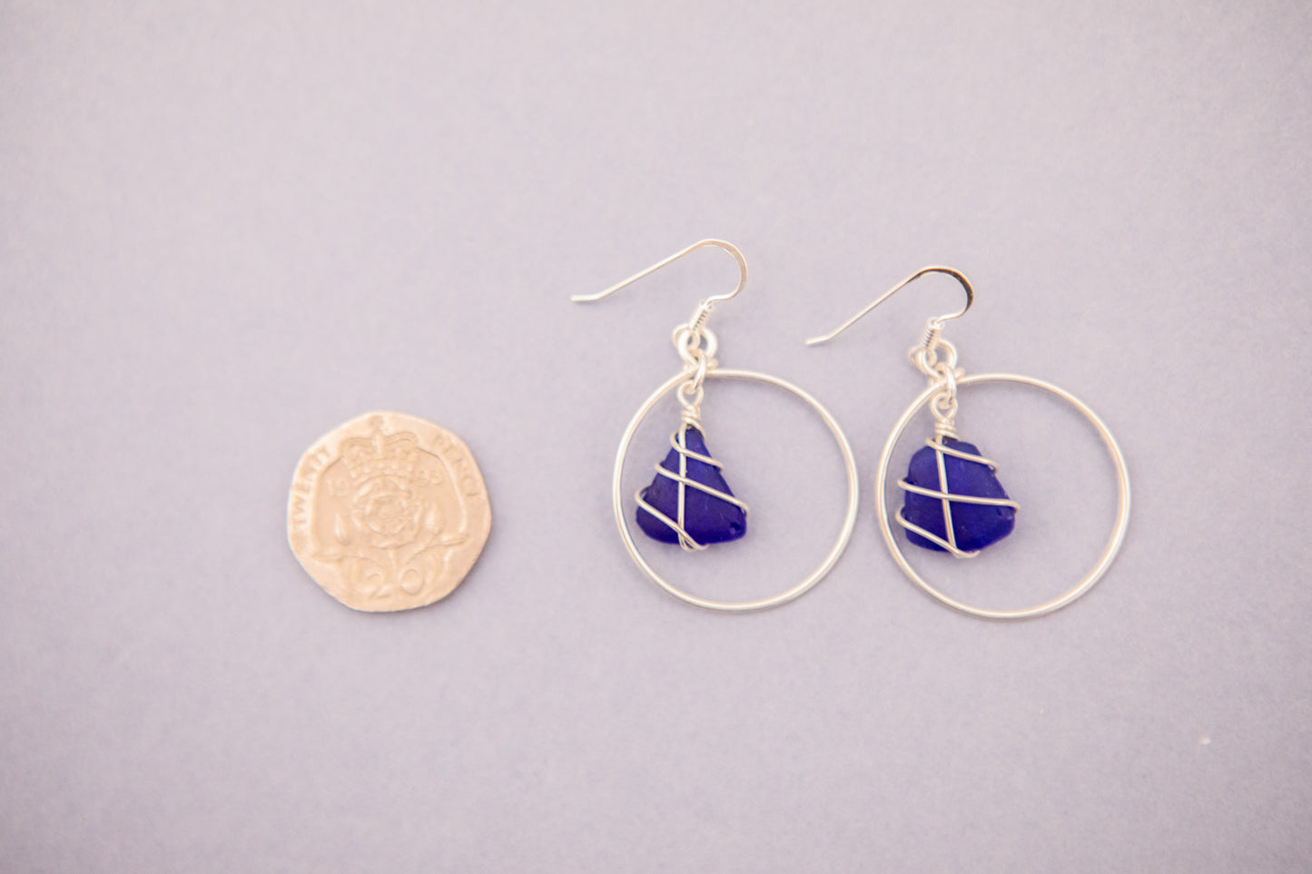 Jennie Hoops in Silver & Cobalt Blue