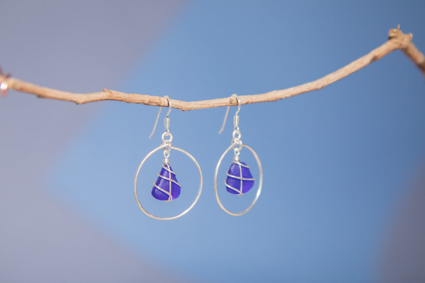 Jennie Hoops in Silver & Cobalt Blue