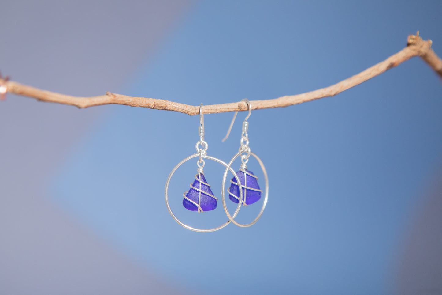 Jennie Hoops in Silver & Cobalt Blue