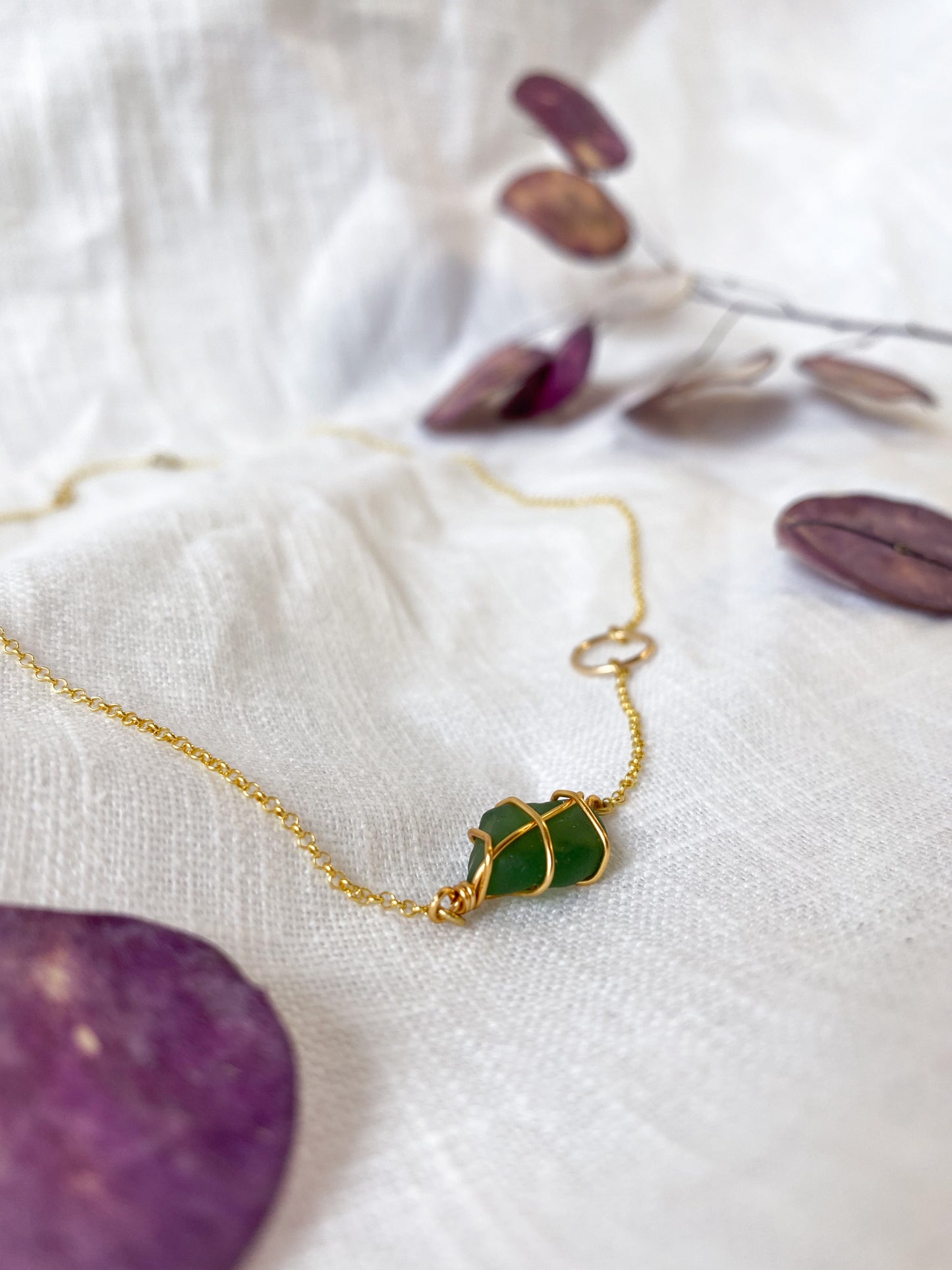 Eilidh Necklace in Gold & Dark Green