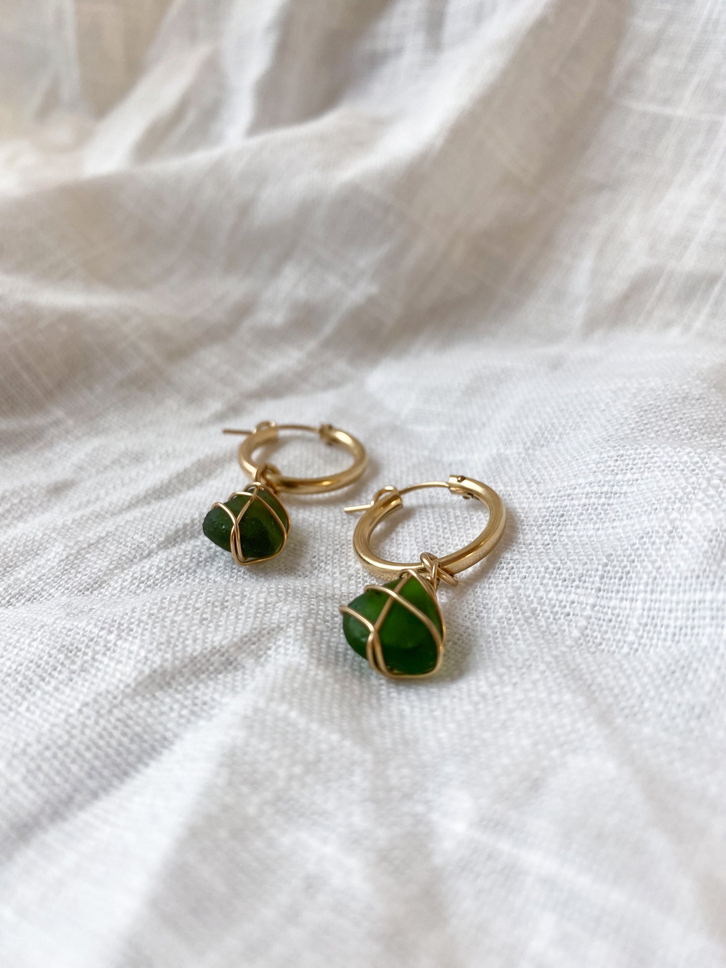 Leone Hoops in Gold Filled & Dark Green