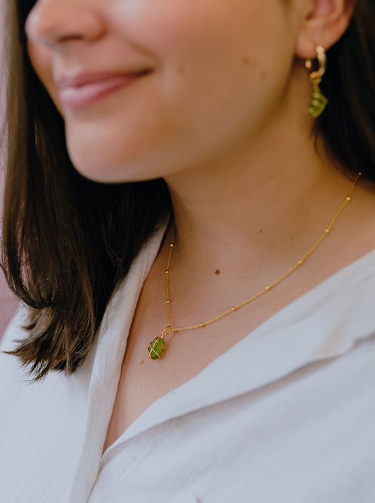 Eleanor Necklace in Gold & Bright Green
